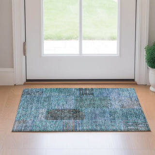 Piper Looms Mayfield Patchwork AMF669 Teal Machine Washable Area Rug Scatter Lifestyle Image Feature