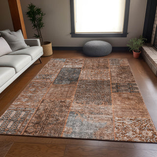 Piper Looms Mayfield Patchwork AMF669 Terracotta Machine Washable Area Rug Lifestyle Image Feature