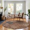 Piper Looms Mayfield Patchwork AMF669 Terracotta Machine Washable Area Rug Round Lifestyle Image Feature
