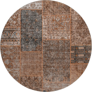 Piper Looms Mayfield Patchwork AMF669 Terracotta Machine Washable Area Rug Round Main Image