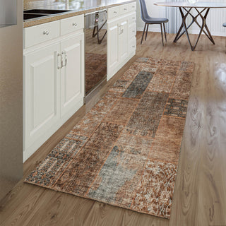 Piper Looms Mayfield Patchwork AMF669 Terracotta Machine Washable Area Rug Runner Lifestyle Image Feature