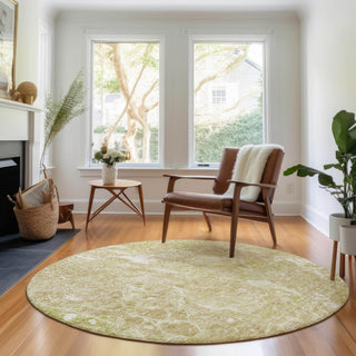 Piper Looms Mayfield Abstract AMF670 Beige Machine Washable Area Rug Round Lifestyle Image Feature