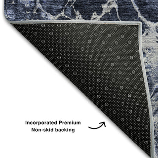 Piper Looms Mayfield Abstract AMF670 Navy Machine Washable Area Rug Backing Image
