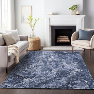Piper Looms Mayfield Abstract AMF670 Navy Machine Washable Area Rug Lifestyle Image Feature