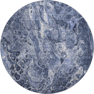 Piper Looms Mayfield Abstract AMF670 Navy Machine Washable Area Rug Round Main Image