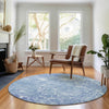 Piper Looms Mayfield Abstract AMF670 Sky Machine Washable Area Rug Round Lifestyle Image Feature