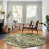 Piper Looms Mayfield Abstract AMF670 Taupe Machine Washable Area Rug Round Lifestyle Image Feature