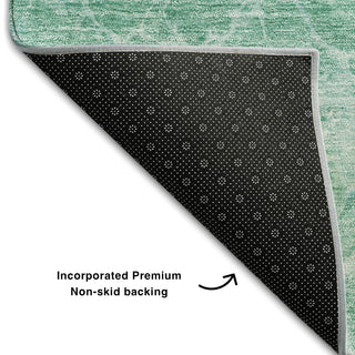 Piper Looms Mayfield Abstract AMF670 Teal Machine Washable Area Rug Backing Image