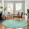 Piper Looms Mayfield Abstract AMF670 Teal Machine Washable Area Rug Round Lifestyle Image Feature