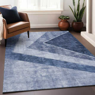 Piper Looms Mayfield Geometric AMF671 Blue Machine Washable Area Rug Lifestyle Image Feature