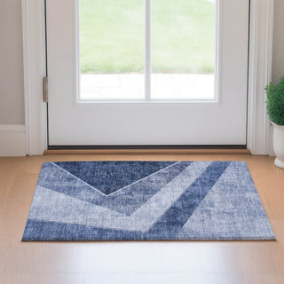 Piper Looms Mayfield Geometric AMF671 Blue Machine Washable Area Rug Scatter Lifestyle Image Feature