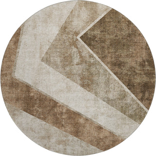 Piper Looms Mayfield Geometric AMF671 Brown Machine Washable Area Rug Round Main Image