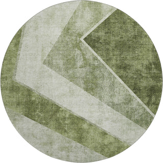 Piper Looms Mayfield Geometric AMF671 Olive Machine Washable Area Rug Round Main Image