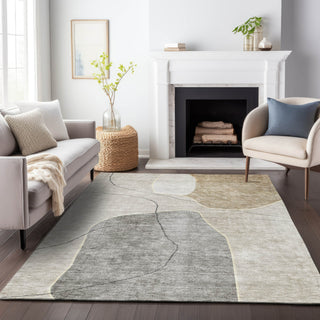 Piper Looms Mayfield Abstract AMF672 Beige Machine Washable Area Rug Lifestyle Image Feature