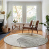 Piper Looms Mayfield Abstract AMF672 Beige Machine Washable Area Rug Round Lifestyle Image Feature