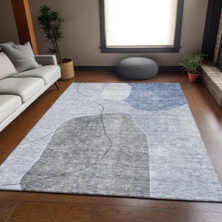 Piper Looms Mayfield Abstract AMF672 Blue Machine Washable Area Rug Lifestyle Image Feature