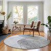 Piper Looms Mayfield Abstract AMF672 Blue Machine Washable Area Rug Round Lifestyle Image Feature