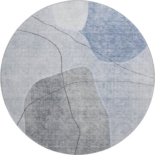 Piper Looms Mayfield Abstract AMF672 Blue Machine Washable Area Rug Round Main Image