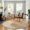 Piper Looms Mayfield Abstract AMF672 Paprika Machine Washable Area Rug Round Lifestyle Image Feature