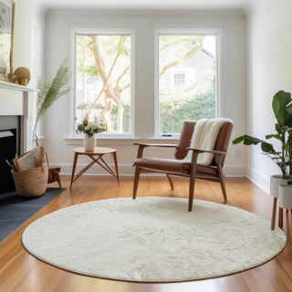 Piper Looms Mayfield Floral AMF673 Beige Machine Washable Area Rug Round Lifestyle Image Feature