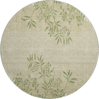 Piper Looms Mayfield Floral AMF673 Khaki Machine Washable Area Rug Round Main Image