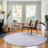 Piper Looms Mayfield Floral AMF673 Lilac Machine Washable Area Rug Round Lifestyle Image Feature