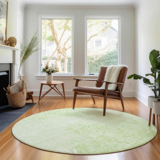 Piper Looms Mayfield Floral AMF673 Mint Machine Washable Area Rug Round Lifestyle Image Feature