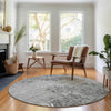 Piper Looms Mayfield Floral AMF673 Pewter Machine Washable Area Rug Round Lifestyle Image Feature