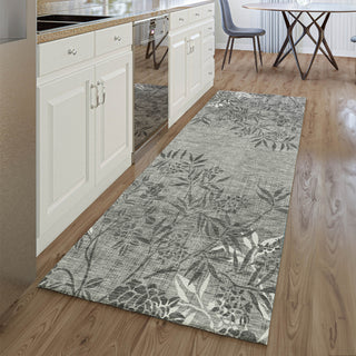 Piper Looms Mayfield Floral AMF673 Pewter Machine Washable Area Rug Runner Lifestyle Image Feature