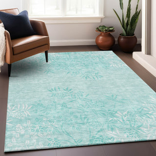 Piper Looms Mayfield Floral AMF673 Teal Machine Washable Area Rug Lifestyle Image Feature