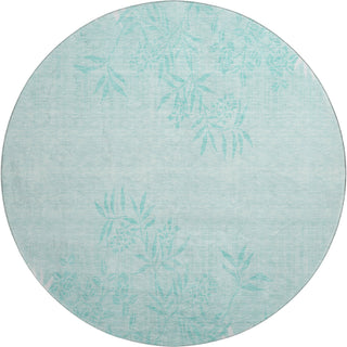 Piper Looms Mayfield Floral AMF673 Teal Machine Washable Area Rug Round Main Image
