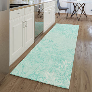 Piper Looms Mayfield Floral AMF673 Teal Machine Washable Area Rug Runner Lifestyle Image Feature