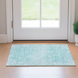 Piper Looms Mayfield Floral AMF673 Teal Machine Washable Area Rug Scatter Lifestyle Image Feature
