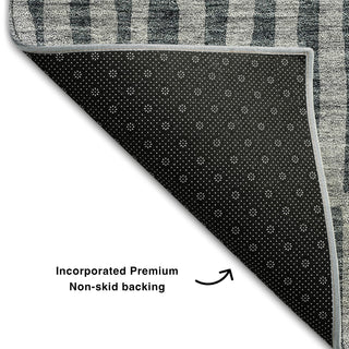 Piper Looms Mayfield Striped AMF674 Charcoal Machine Washable Area Rug Backing Image