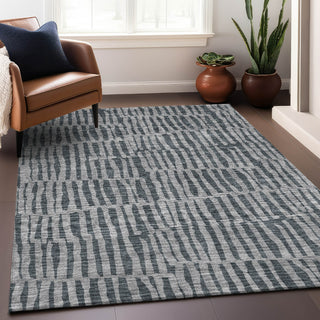 Piper Looms Mayfield Striped AMF674 Charcoal Machine Washable Area Rug Lifestyle Image Feature
