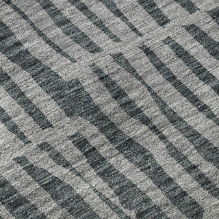 Piper Looms Mayfield Striped AMF674 Charcoal Machine Washable Area Rug Swatch Image