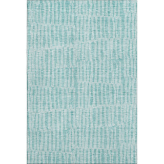 Piper Looms Mayfield Striped AMF674 Teal Machine Washable Area Rug main image