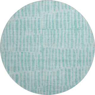 Piper Looms Mayfield Striped AMF674 Teal Machine Washable Area Rug Round Main Image