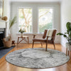 Piper Looms Mayfield Oriental AMF675 Gray Machine Washable Area Rug Round Lifestyle Image Feature