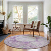 Piper Looms Mayfield Oriental AMF675 Purple Machine Washable Area Rug Round Lifestyle Image Feature