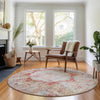 Piper Looms Mayfield Oriental AMF675 Red Machine Washable Area Rug Round Lifestyle Image Feature