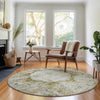 Piper Looms Mayfield Oriental AMF675 Taupe Machine Washable Area Rug Round Lifestyle Image Feature