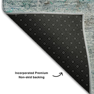 Piper Looms Mayfield Oriental AMF675 Teal Machine Washable Area Rug Backing Image