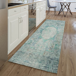Piper Looms Mayfield Oriental AMF675 Teal Machine Washable Area Rug Runner Lifestyle Image Feature