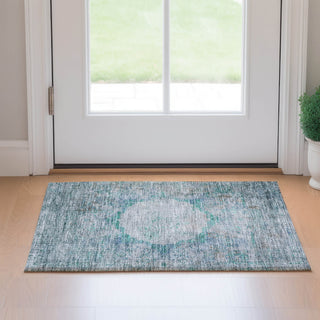 Piper Looms Mayfield Oriental AMF675 Teal Machine Washable Area Rug Scatter Lifestyle Image Feature