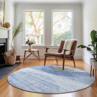 Piper Looms Mayfield Modern AMF676 Blue Machine Washable Area Rug Round Lifestyle Image Feature