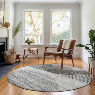 Piper Looms Mayfield Modern AMF676 Charcoal Machine Washable Area Rug Round Lifestyle Image Feature