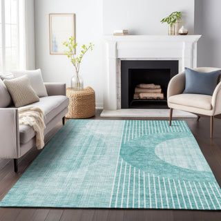 Piper Looms Mayfield Modern AMF676 Teal Machine Washable Area Rug Lifestyle Image Feature