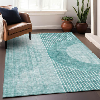 Piper Looms Mayfield Modern AMF676 Teal Machine Washable Area Rug Lifestyle Image Feature