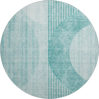 Piper Looms Mayfield Modern AMF676 Teal Machine Washable Area Rug Round Main Image